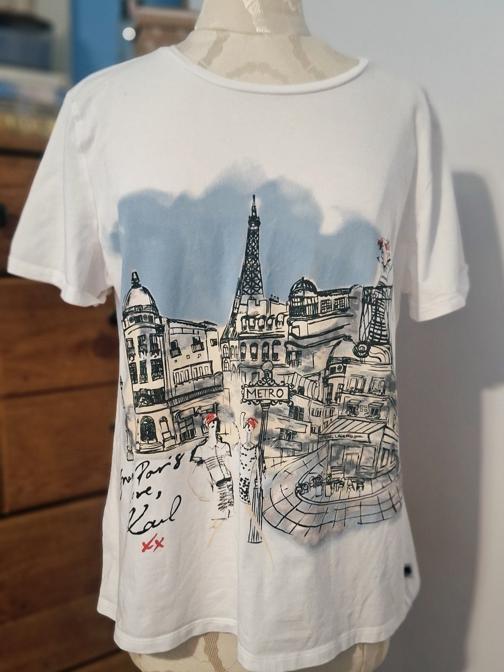 Karl Lagerfeld Paris White Cotton Crew Neck T-shirt